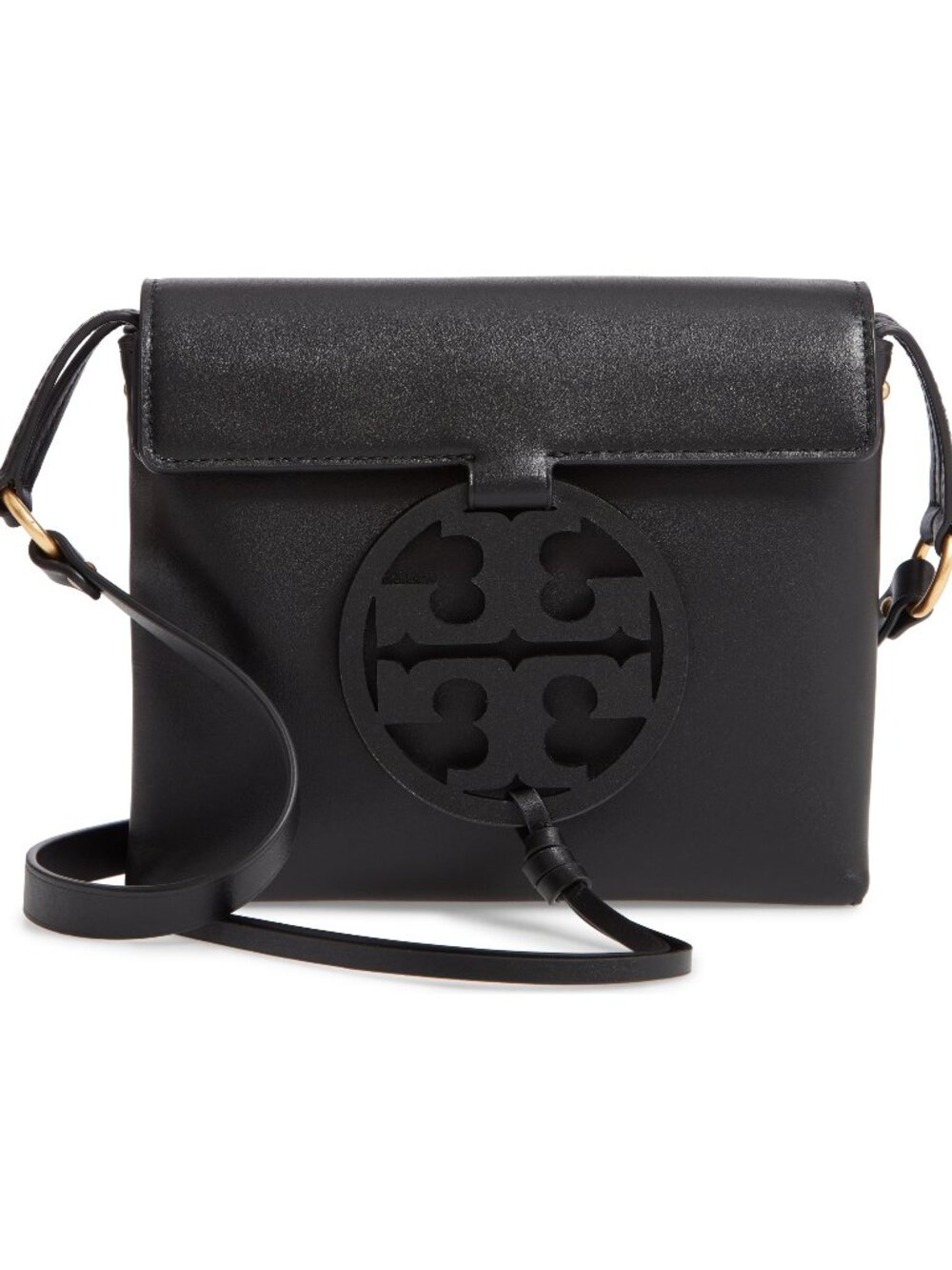 NWT Tory Burch Miller Logo Leather Flap Crossbody Bag 50769 BLACK AUTHENTIC
